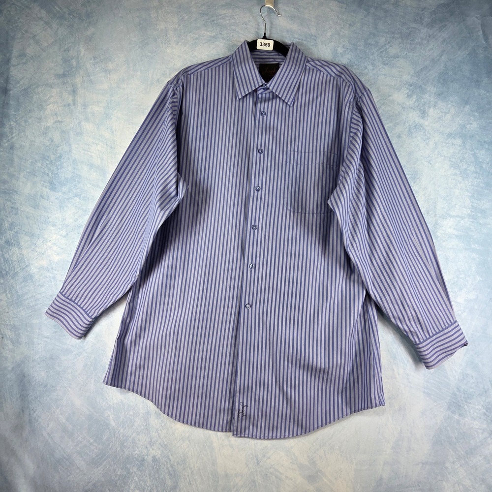 Joseph‎ A Bank Mens Blue Purple Striped 100% Cotton Dress Shirt 16.5 33